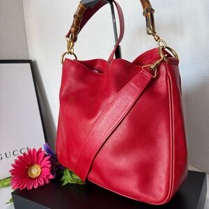 Gucci Diana Bamboo /Red Leather Bag.